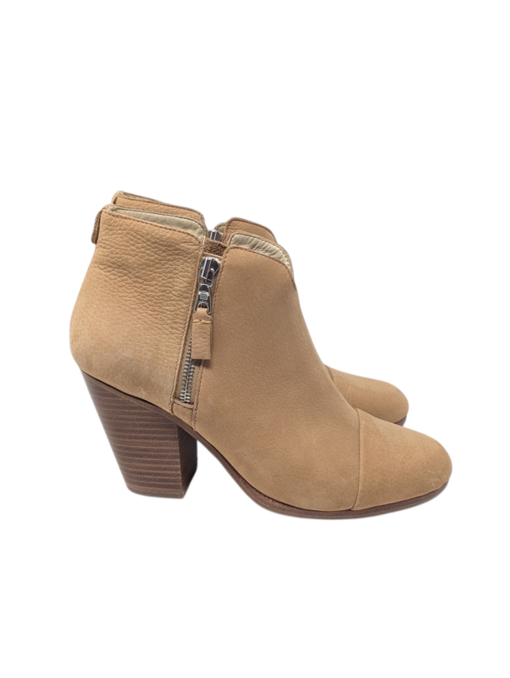 Rag And Bone Margot Cognac Tan Brown Suede Block Heel Ankle Booties Size Eu 39